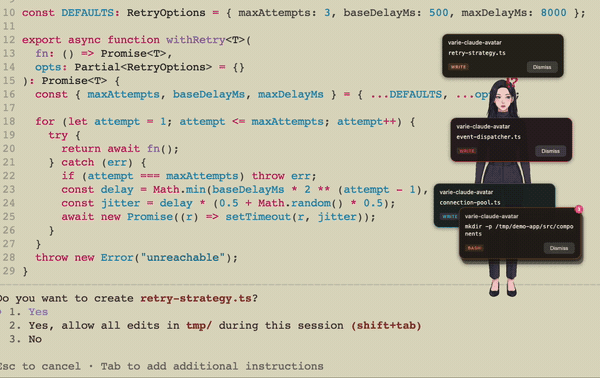 Claude Code with Varie Avatar demo
